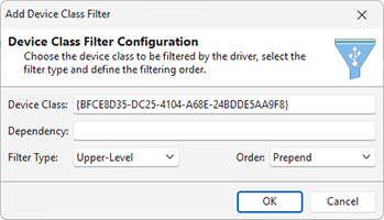Registering a driver as an upper-level device class filter