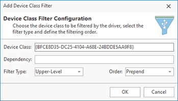 Registering a driver as an upper-level device class filter