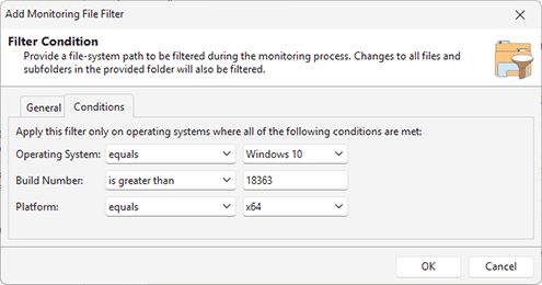 Configuring OS and platform conditions filters Configuring OS and platform conditions filters