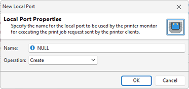 Adding a local printer port Adding a local printer port