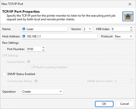 Adding a TCP/IP port