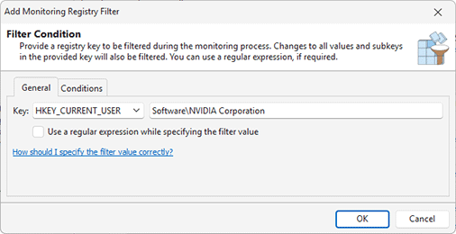 Configuring a Monitoring Registry Filter