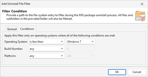 Configuring OS and platform conditions