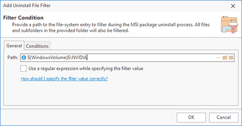 Configuring an Uninstall File Filter