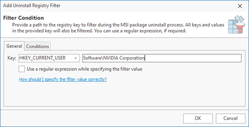 Configuring an Uninstall Registry Filter