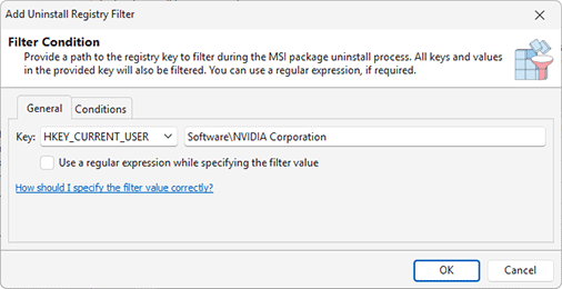 Configuring an Uninstall Registry Filter