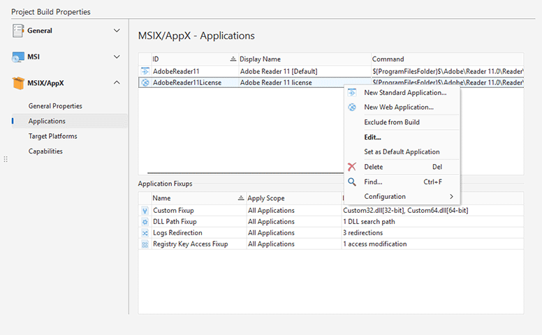MSIX application fixups
