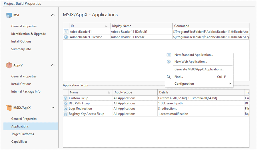 MSIX applications