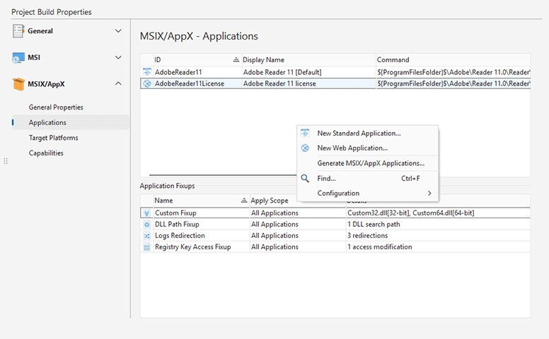 MSIX applications