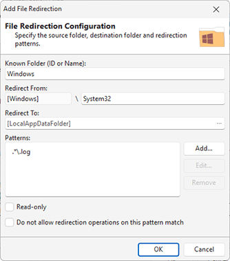 System folder redirection configuration