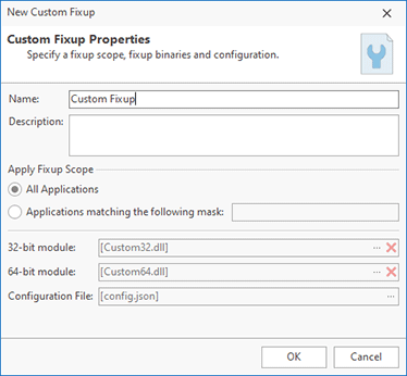 Configuring a custom fixup