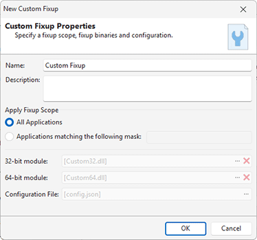 Configuring a custom fixup