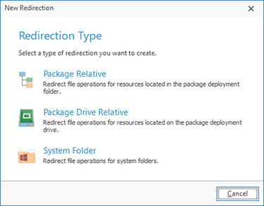 Select a fixup redirection type