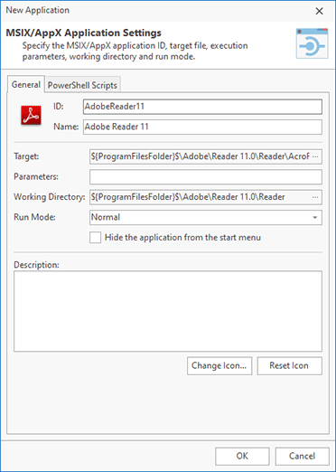 Configuration options of the standard application