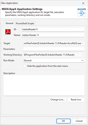 Configuration options of the standard application