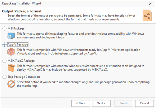 Selecting the output format