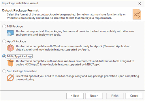 Selecting the output format
