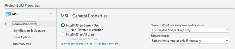 Choosing the installation context Choosing the installation context