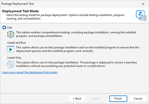 Choosing a testing mode