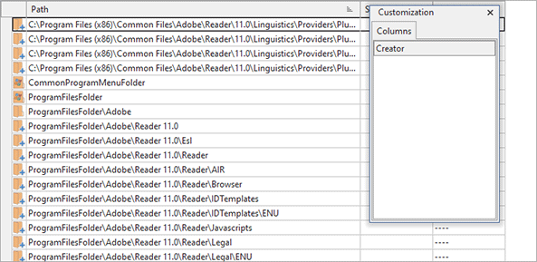 Using the column chooser