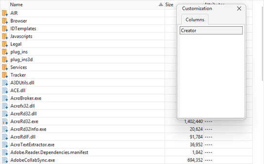 Using the column chooser