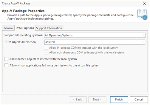 Configuring the Install Options