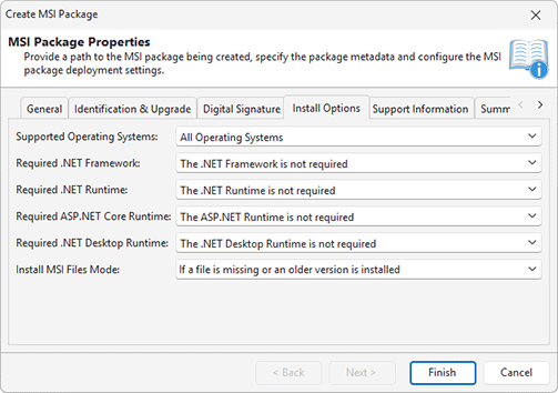 Configuring Install Options