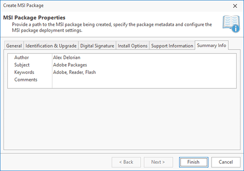 Defining Summary Information