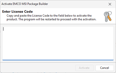 Activating EMCO MSI Package Builder
