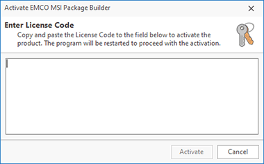 Activating EMCO MSI Package Builder