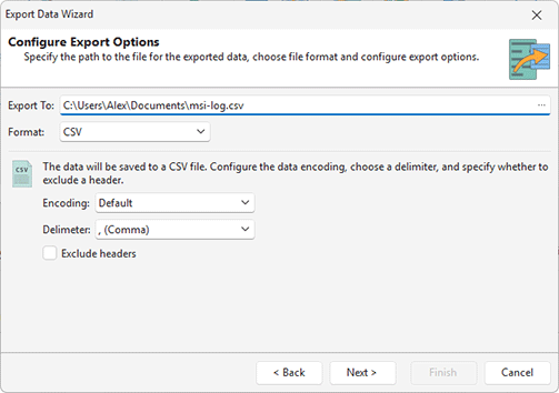 Exporting Log Exporting Log