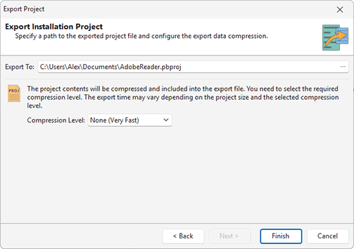 Exporting a project Exporting a project