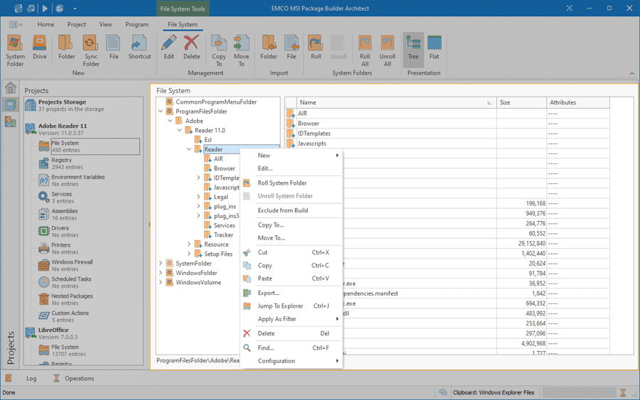 The File System view