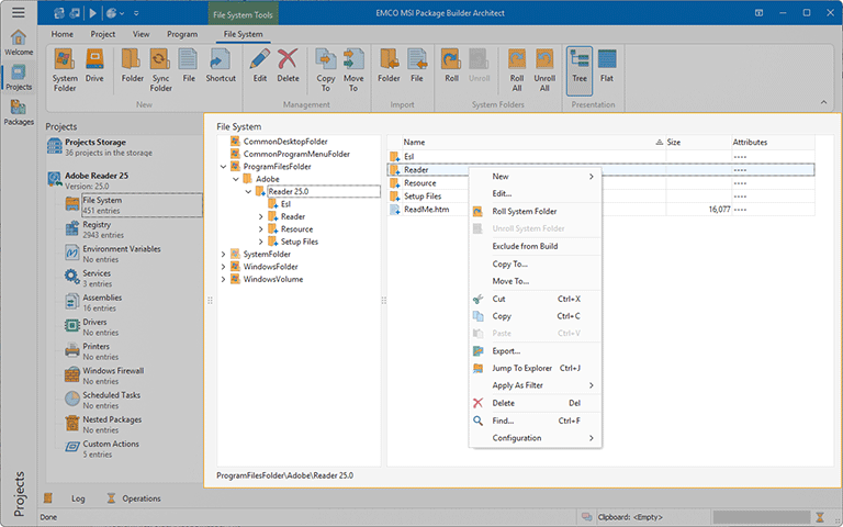 The File System view The File System view