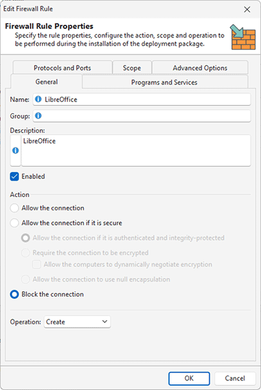 Configuring firewall rule options