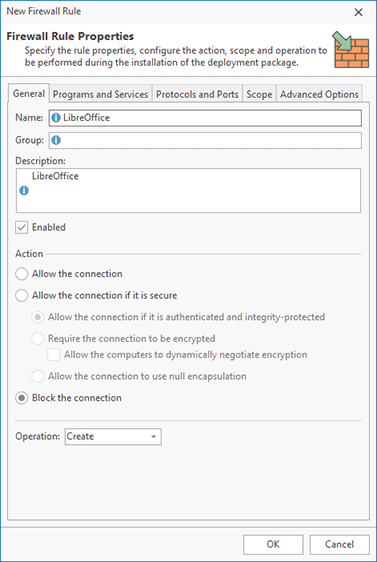 Configuring firewall rule options