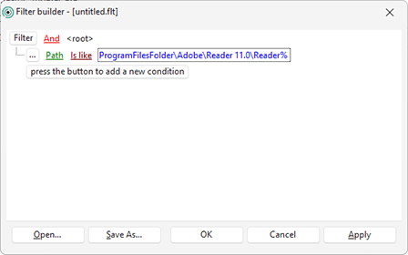 Using the filter editor Using the filter editor