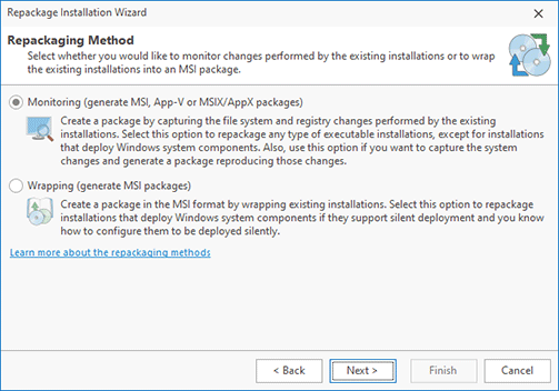 Select the repackaging method