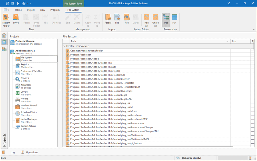 File System changes grouped by processes that generated the changes