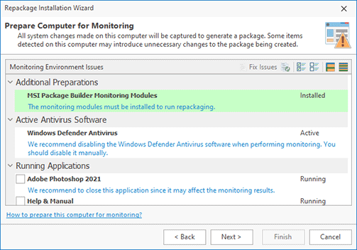 Monitoring environment issues