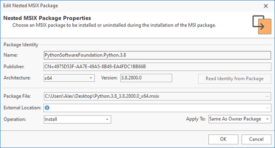 Nested MSIX package editing