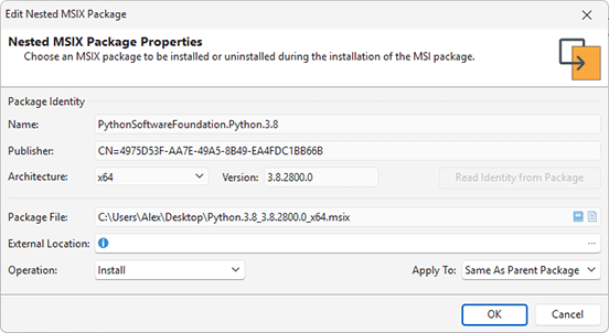 Nested MSIX package editing