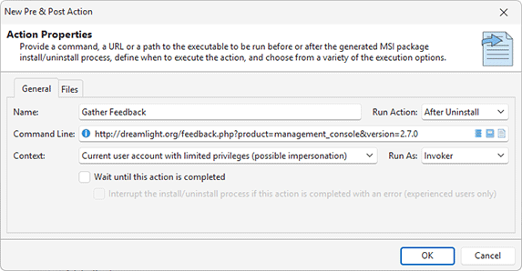 Creating a new pre & post action Creating a new pre & post action