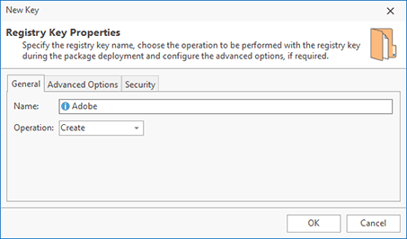 Adding a registry key modification to a project