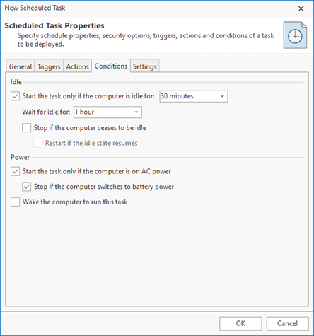 Task conditions configuration