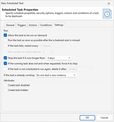 Task settings Task settings