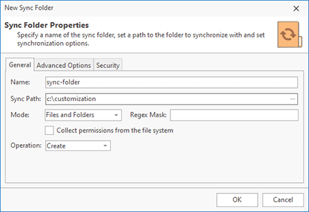 Adding a sync folder modification to a project