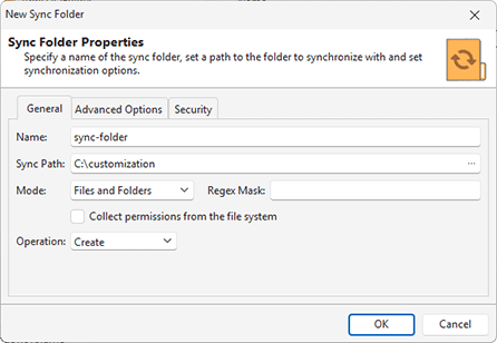 Adding a sync folder modification to a project