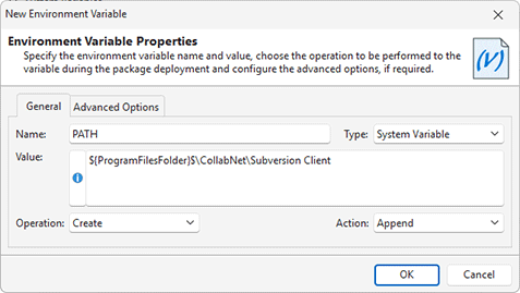 Configuring an environment variable modification