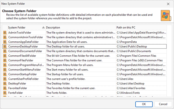 Adding a system folder to a project